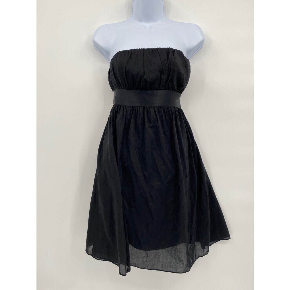 Gap Black Strapless Dress NWT Knee Length Cotton Silk Pockets size 0